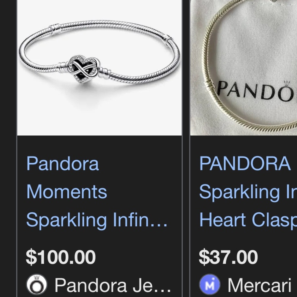 Pandora Silver Infinity Knot Bracelet- 7 in 3cm size.